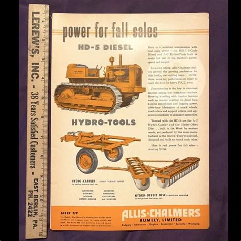 Original 1950 Allis Chalmers Hd 5 Diesel Crawler Tractors Print Ad