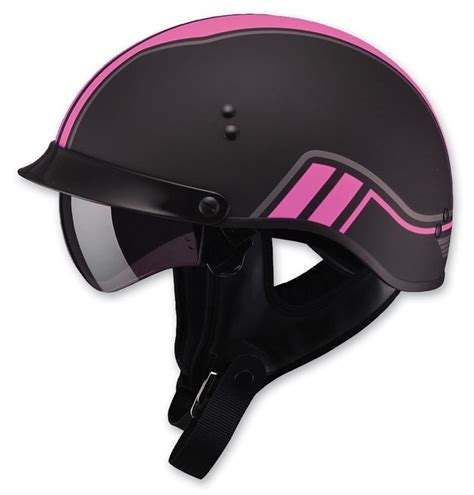 GMAX GM S Full Dress Half Helmet W Tint Clear Shield Twin Flat Black Pink