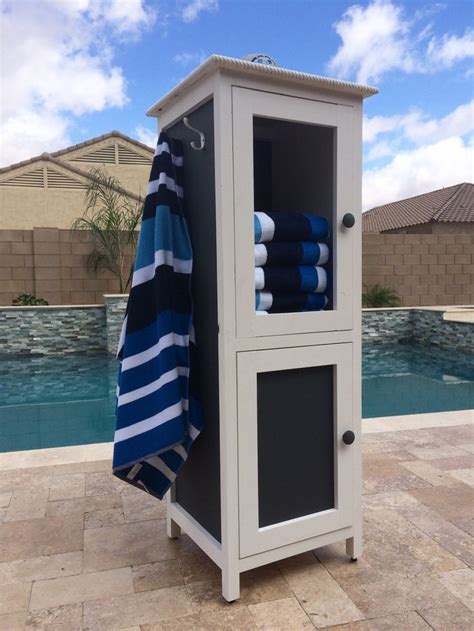 Did you scroll all this way to get facts about pool towel storage? Poolside Towel Cabinet from Benchmark Cabinet Plan - DIY ...