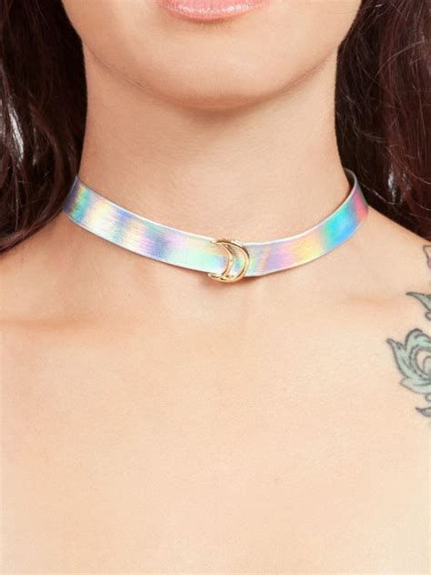 holographic moon choker chokers cute choker necklaces holographic
