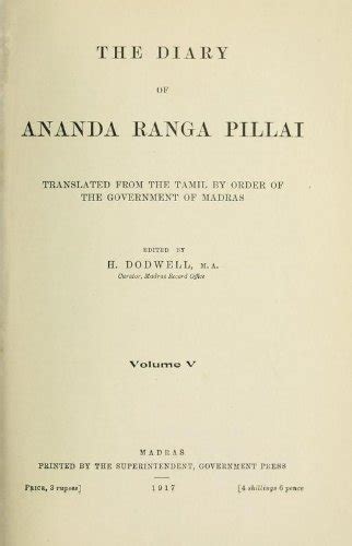 The Diary Of Ananda Ranga Pillai Anantarankam Pillai Books