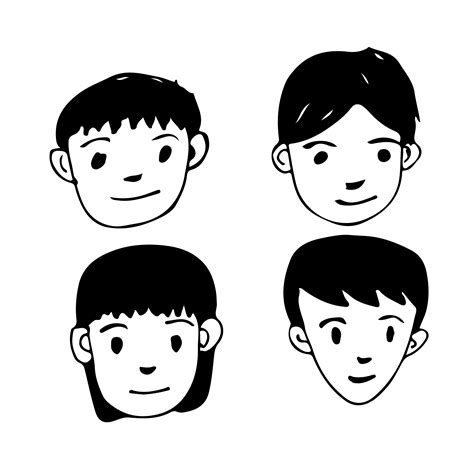 Cartoon People Faces Black And White Clipart