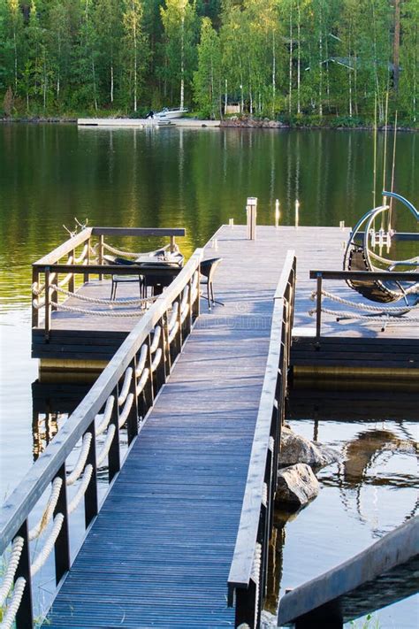 Dock Or Pier On Lake In Summer Day Forest Finland Stock Photo Image