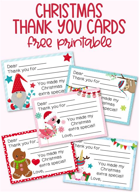 Printable Christmas Thank You Notes Free Printable Templates
