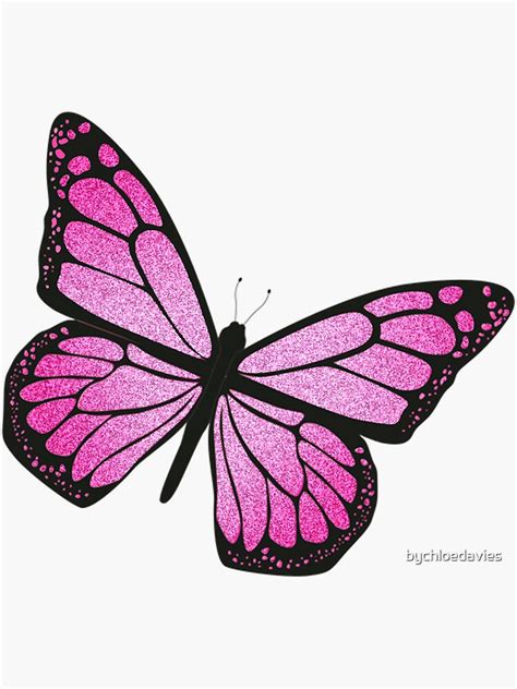 Sparkly Pink Glitter Butterfly Sticker By Bychloedavies Redbubble