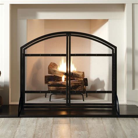 Pleasant Hearth 39 In Antique Black Steel 2 Panel Arched Twin Fireplace Screen In The Fireplace
