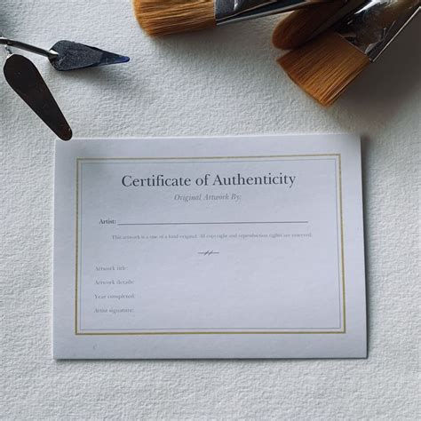 Simple Fillable Certificate Of Authenticity Cards For Etsy In