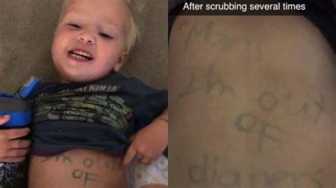 Day Care Worker Fired After Mom Found I M Out Of Diapers Written Across Son S Stomach