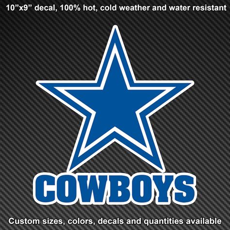Dallas Cowboys Decal Sticker Adhesive Nfl Vinyl Etsy