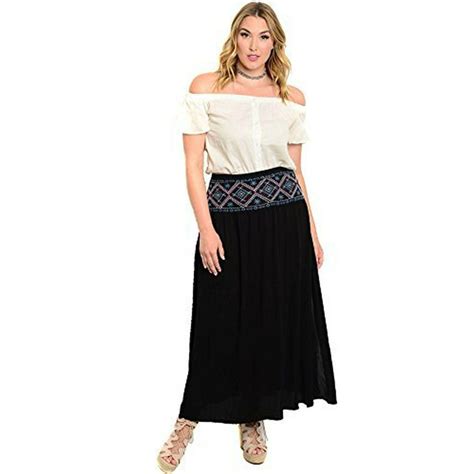 Fourever Funky Plus Size High Waist Lightweight Maxi Skirt With Embroidered Detail Walmart