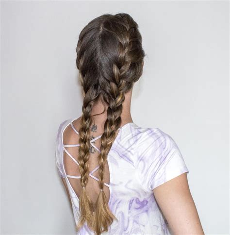 Double Loose French Braids Wedge Hairstyles Hairstyles With Glasses