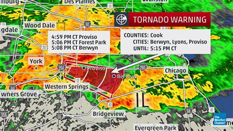 A massive storm and at least one tornado ripped through the chicago suburbs late sunday night, injuring at least five people and damaging more than 100 the national weather service had issued a tornado warning around 11:43 p.m. Cook: #Tornado warning for Cook county in IL, west of Chicago, until 5:15...