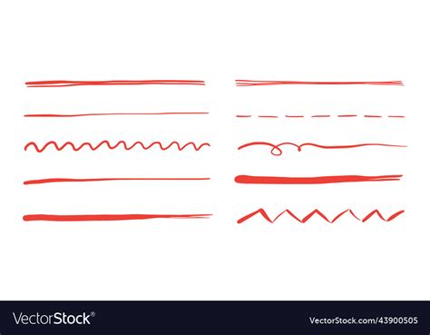 Red Brush Stroke Underline Marker Pen Highlight Vector Image