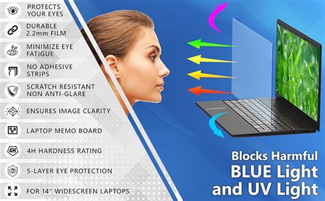 Blue Light Blocking Screen Protector Panel For 14 Inch Diagonal Led Pc Laptop Anti Uv Eye