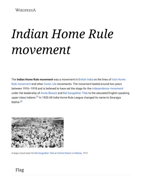 Indian Home Rule Movement The Movement Lasted Around Two Years