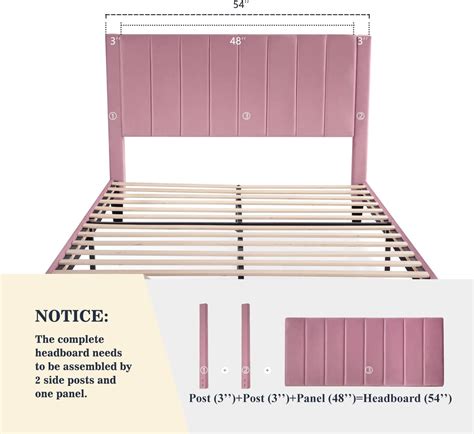 Buy Allewie Full Size Velvet Upholstered Bed Frame With Vertical