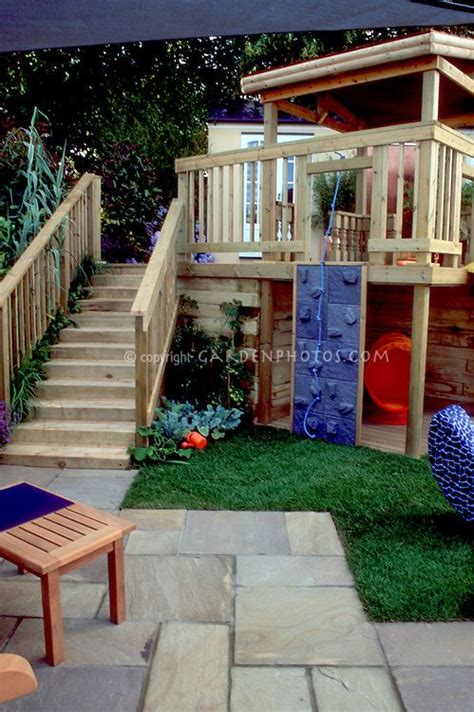 Childs Climbing Area Onto Deck With Lawn Patio Stairs