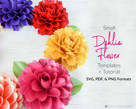 Dahlia Paper Flower Templates Paper Flowers Svg And Pdf Etsy