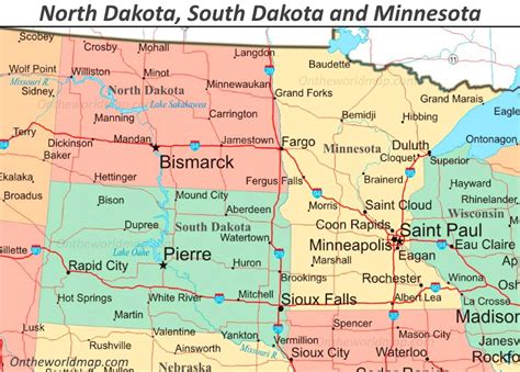 Map Of North Dakota South Dakota And Minnesota