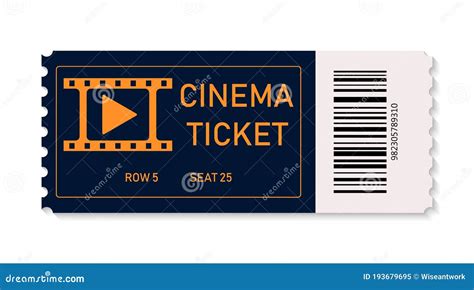 Ticket Cinema Ticket For Movie On Concert Theater Isolated On White