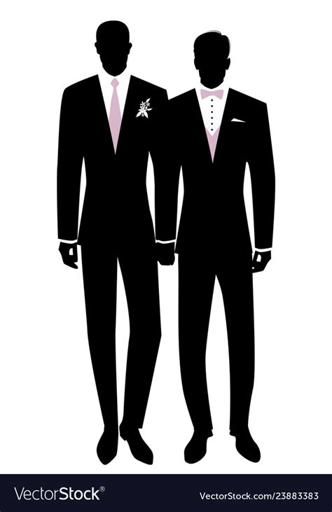 queer wedding gay groom couple newlyweds vector image