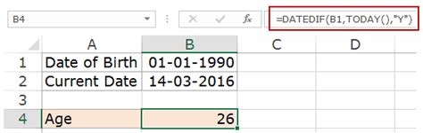How To Calculate Age In Excel Using Formulas Free Calculator Template