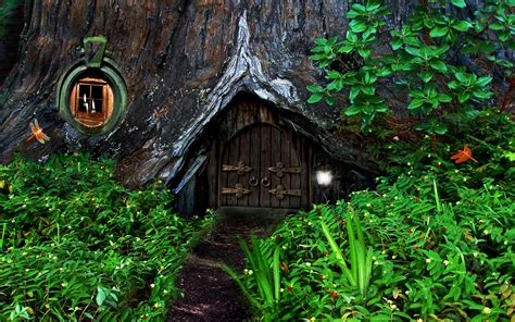 Hobbit Fantasy Forest Trees House Home Wallpapers Hd Desktop And