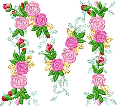 Delicate Roses Floral Letter M Garden Flag Monogram Flowers Flower
