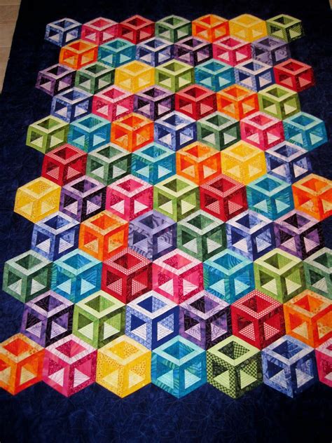 Finely Finished Quilts Connies Hollow Cubes Tumbling Blocks Quilt