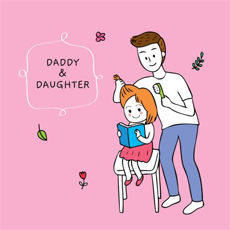 Dibujos Animados Lindo Padre E Hija Pelo De Belleza