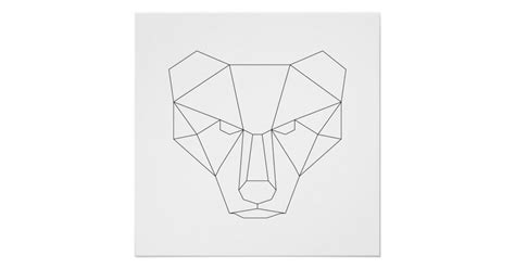 Geometric Bear Head Black And White Modern Art Print Nz