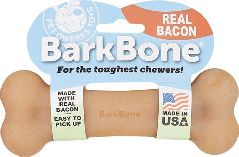 Pet Qwerks Barkbone Bacon Flavor Tough Dog Chew Toy Large