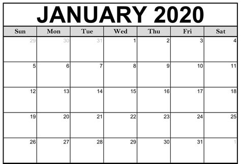 Exceptional Free Very Large Squares Blank Printable Calendar 2020