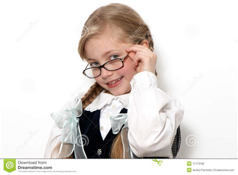 The Nice Schoolgirl In Glasses Stock Photo Image Of Educational
