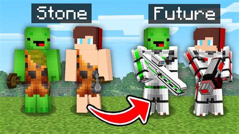 Jj And Mikey From Stone To Future In Minecraft Maizen Youtube