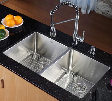 Find the right undermount style for you in stainless steel, cast iron, and more. Kraus KHU10233KPF1612KSD30CH 33 Inch Undermount 50/50 ...