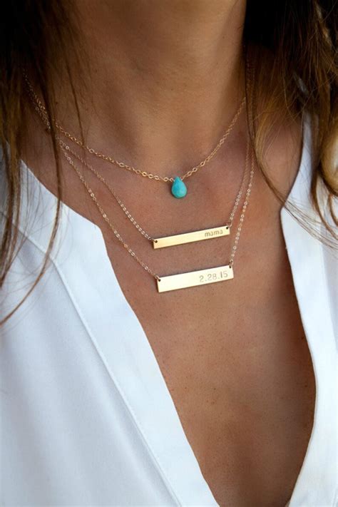 Teardrop Gemstone Necklace Dainty Turquoise Pendant Minimal Etsy