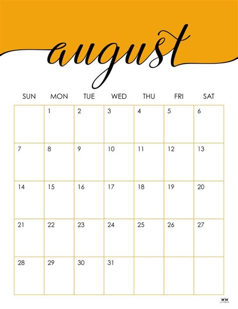 Printable August 2022 Calendar Style 12 Calendar Printables August