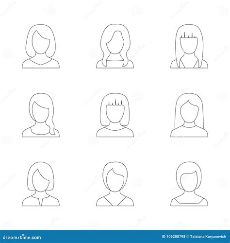 Set Of Outline Icons Of Women Vector Illustration Stock Vector