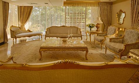 Custom Gold and Cream French Style Living room with Custom made Cream ...