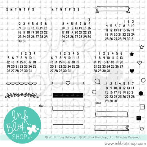 Date It Calendar Builder 4x6 Clear Stamp Set Ink Blot Shop Llc