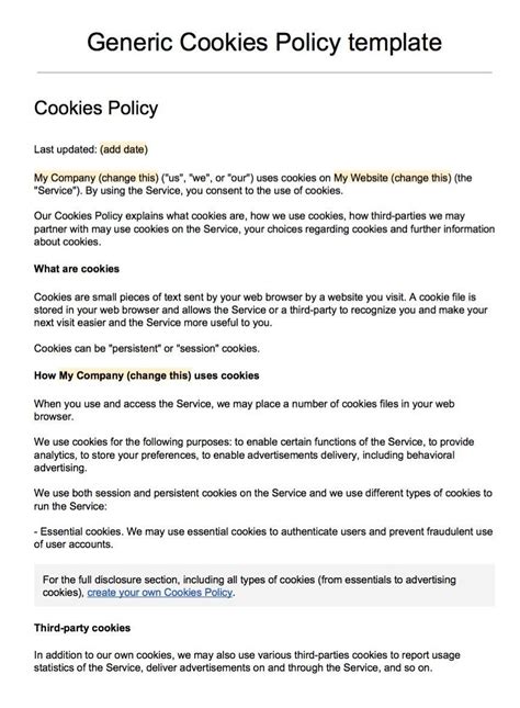 By clicking the button you agree to the privacy policy and terms and conditions. Sample Cookies Policy Template - TermsFeed