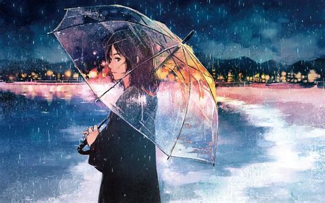 Anime Girl Umbrella Rain 1120x700 Wallpaper