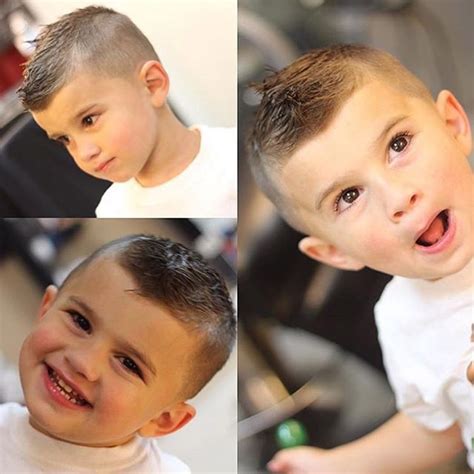 Cute toddler boy with barefoot sitting on bed with soft toy. 60 Cute Toddler Boy Haircuts Your Kids will Love | Little ...