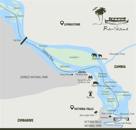 Zambezi River Map Ra Ikane Cruises Luxury Victoria Falls