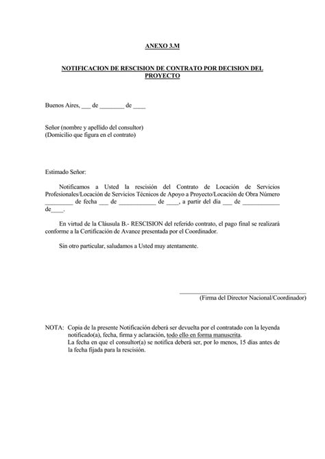 Modelo Carta Documento Rescision Contrato De Obra Compartir Carta