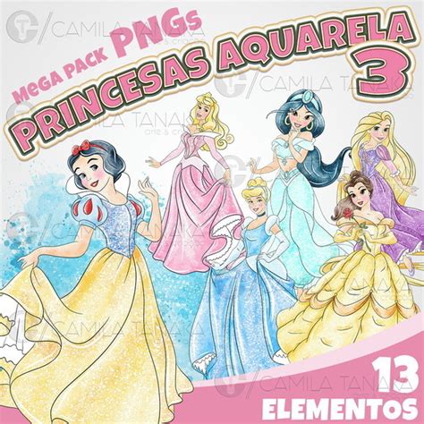 Kit Digital Png Princesas Aquarela 3 Pague 1 Leve 3 Elo7