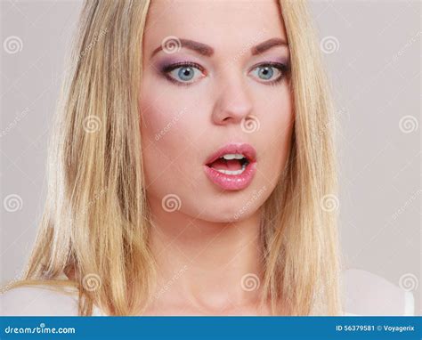 Surprised Shocked Woman Face With Open Mouth Stock Image Image Of Horrify Amazed 56379581