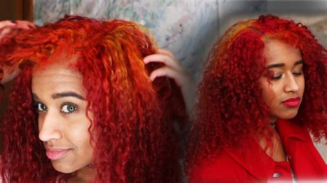 Not only is black hair hard to lift, artificial black hair is even harder to remove! Sunburst Fiery Red Hair Dye Tutorial (Curly Hair Safe ...