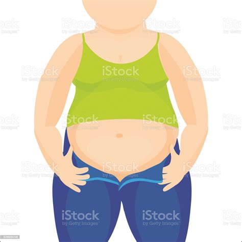 Vetores De Gordura Do Abdômen Mulher Acima Do Peso Com Uma Barriga